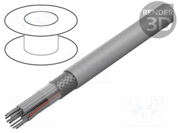 Wire: ribbon; round; 1.27mm; stranded; Cu; 16x28AWG; PVC; grey; 30.5m