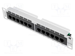 Patch panel; white; Number of ports: 12; Cat: 5e; RJ45 socket x12