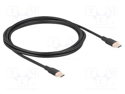 Cable; USB 2.0; USB C plug,both sides; gold-plated; 2.5m; black