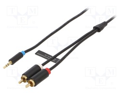 Cable; Jack 3.5mm plug,RCA plug x2; 10m; Plating: gold-plated