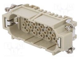 Connector: HDC; contact insert; male; DD; PIN: 40; 40+PE; size D16B