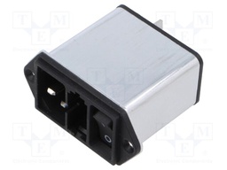 Filtered IEC Power Entry Module, IEC C14, Medical, 4 A, 250 VAC, 2-Pole Switch, 2-Pole Fuse Holder