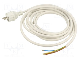 Cable; CEE 7/7 (E/F) plug,wires; PVC; 5m; white; 3x1,5mm2; 16A