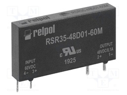 Relay: solid state; 3÷58VDC; 1-phase; PCB; -30÷80°C; 28x5.2x15mm