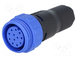 Connector: circular; plug; female; PIN: 12; w/o contacts; for cable