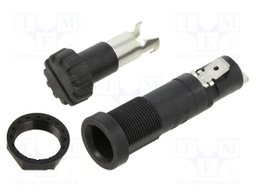 Fuse holder; 10A; 250V; on panel; black; FEU; 250VAC; UL94V-0; IP40