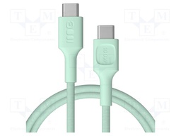 Cable; USB C plug,both sides; 1.2m; green; 480bps; textile; 100W