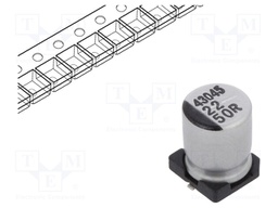 Capacitor: electrolytic; SMD; 22uF; 50VDC; Ø8x10mm; ±20%; 5000h
