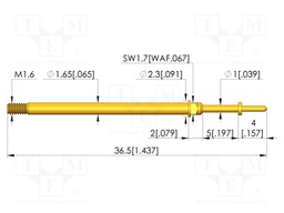 Test needle; Spring compression: 4mm; 5mm; 8A; CuBe; gold-plated