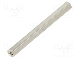 Screwed spacer sleeve; Int.thread: M2,5; 40mm; hexagonal; brass