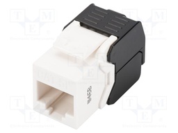 RJ45 module; Keystone; white,black; Cat: 5e; on cable; RJ45 socket