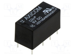 Relay: electromagnetic; DPDT; Ucoil: 6VDC; 0.5A/125VAC; 1A/30VDC