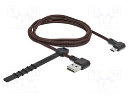 Cable; USB 2.0; gold-plated; 1m; black,red; 24AWG,28AWG; 480Mbps