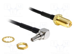 Cable; 200mm; CRC-9 male,SMA female; black; angled; Øcable: 2.8mm