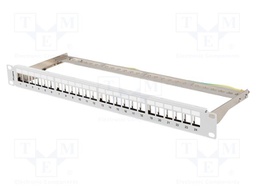Patch panel; white; Number of ports: 24; rack 19"; RACK; Height: 1U