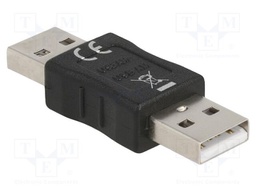 Adapter; USB 2.0; USB A plug,both sides; Connector colour: black
