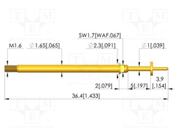 Test needle; Spring compression: 4mm; 5mm; 5A; CuBe; gold-plated
