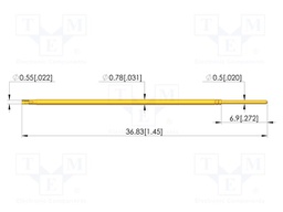 Test needle; Spring compression: 4.3mm; 6.35mm; 3A; CuBe; Ø: 0.5mm