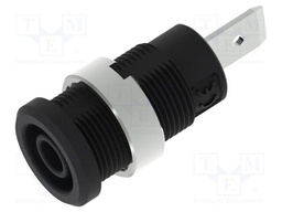 Socket; 4mm banana; 36A; 1kV; black; nickel plated; on panel,screw