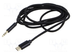 Cable; Jack 3.5mm plug,USB C plug; gold-plated; 1.5m; black