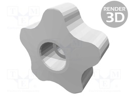 Knob; Dia: 50mm; M12; 20mm; H: 32mm; technopolymer (PP); black