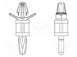 PCB distance; polyamide; L: 6.4mm; snap fastener; Colour: natural