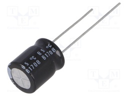Capacitor: electrolytic; THT; 220uF; 50VDC; Ø10x12.5mm; Pitch: 5mm