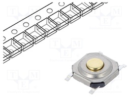 Microswitch TACT; SPST-NO; Pos: 2; 0.05A/12VDC; SMT; none; 2.5N
