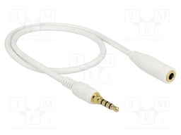 Cable; Jack 3.5mm 3pin socket,Jack 3,5mm 4pin plug; 0.5m; white