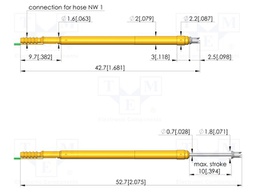 Test needle; Spring compression: 6mm; 10mm; 1A; steel; Ø: 1.3mm