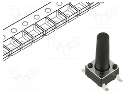 Microswitch TACT; SPST; Pos: 2; 0.05A/12VDC; SMT; 2.45N; 6x6x3.5mm