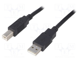 Cable; USB 2.0; USB A plug,USB B plug; 3m; black; Core: CCA