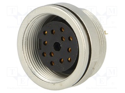 Connector: M16; female; IP68; socket; soldering; 60V; PIN: 12; 3A
