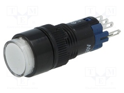 Switch: push-button; Pos: 2; SPDT; 0.5A/250VAC; 1A/24VDC; white