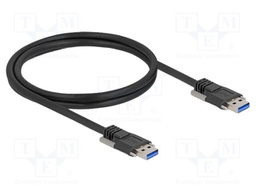 Cable; USB A plug,both sides; 1m; black; 26AWG,27AWG; 5Gbps; screw