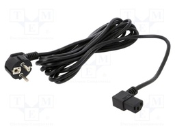 Cable; 3x1mm2; CEE 7/7 (E/F) plug angled,IEC C13 female 90°