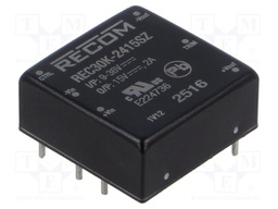 Converter: DC/DC; 30W; Uin: 9÷36V; Uout: 15VDC; Iout: 2A; 1"x1"