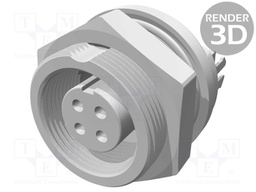 Connector: circular; socket; female; PIN: 4; gold-plated; 3A; IP65