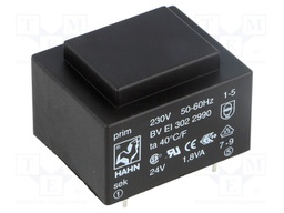 Transformer: encapsulated; 1.8VA; 230VAC; 24V; 75mA; Mounting: PCB