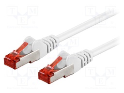 Patch cord; S/FTP; 6; stranded; CCA; PVC; white; 0.25m; 27AWG