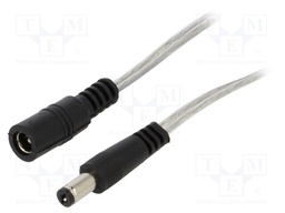 Cable; DC 5,5/2,1 plug,DC 5,5/2,1 socket; straight; 0.5mm2; 2m