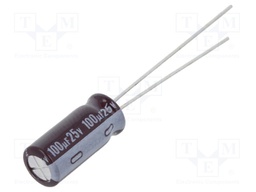Capacitor: electrolytic; low impedance; THT; 100uF; 25VDC; ±20%