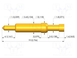 Test needle; Spring compression: 2.8mm; 3.5mm; 8A; CuBe; Ø: 2.3mm