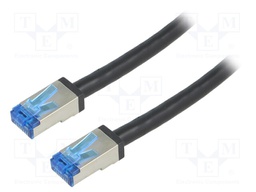 Patch cord; S/FTP; 6a; stranded; Cu; PE; black; 0.5m; 26AWG
