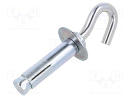 Hook; angular,with a anchor; steel; zinc; Thread len: 75mm