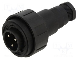 Connector: circular; plug; male; PIN: 3; 12A; 277V; IP68,IP69K; 6÷8mm