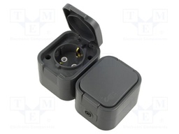 Connector: AC supply; socket; 2P+PE; 250VAC; 16A; brown; wall mount