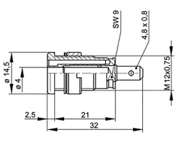 Connector: 4mm banana; socket; 25A; 1kVDC; grey; gold-plated; screw