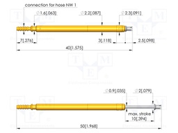 Test needle; Spring compression: 6mm; 10mm; 2A; steel; Ø: 1.3mm