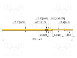 Test needle; Spring compression: 4mm; 5mm; 3A; CuBe; gold-plated